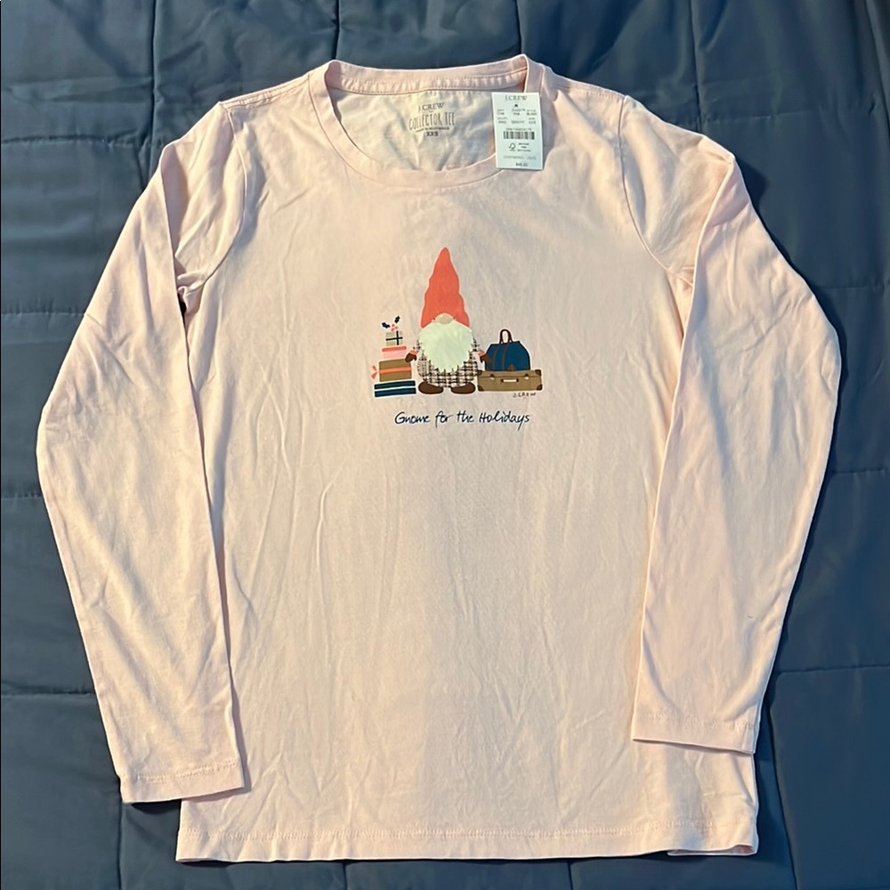 J. Crew Pink Long Sleeve Tee with Whimsical Graphic (XXS)